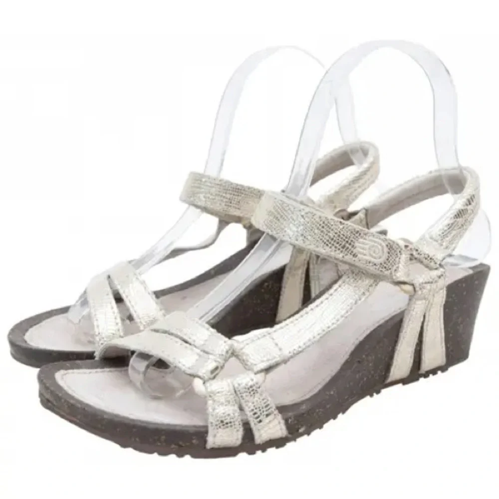 TEVA Ventura Leather Cork Wedge 2 Rialto Sandals Metallic